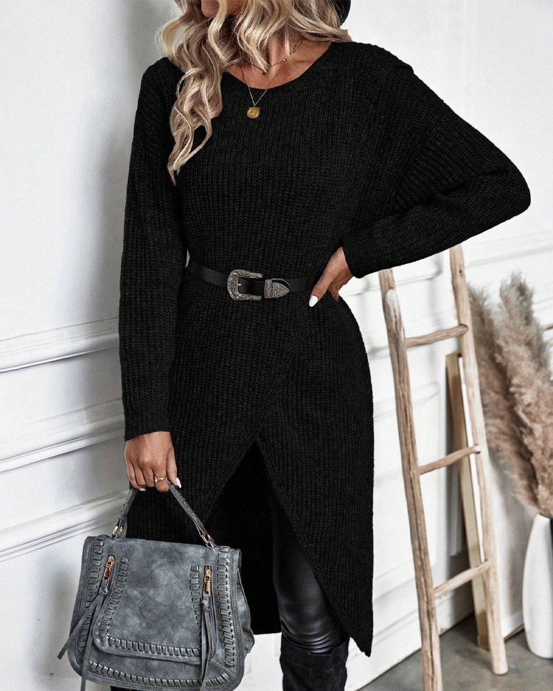 Emily Oversized Asymmetrical Long Sleeve Tunic Sweater