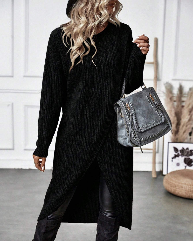 Emily Oversized Asymmetrical Long Sleeve Tunic Sweater