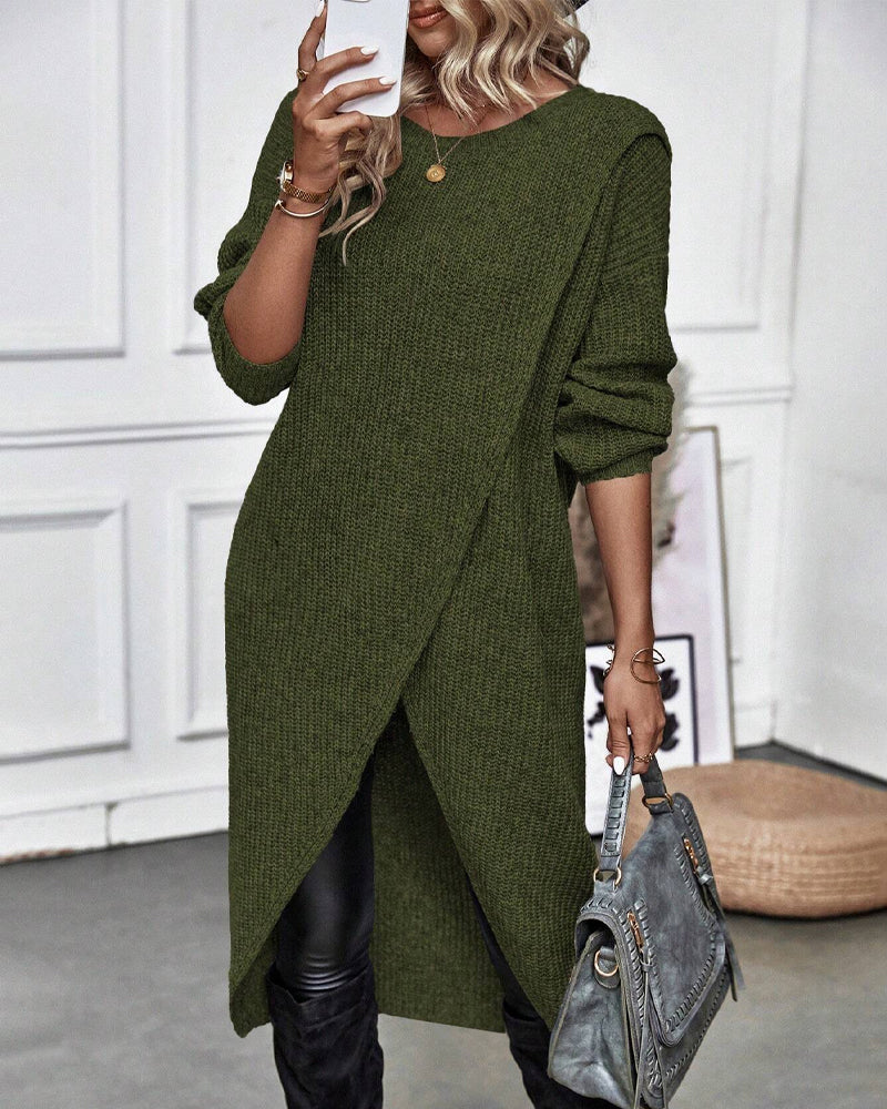 Emily Oversized Asymmetrical Long Sleeve Tunic Sweater