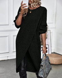 Emily Oversized Asymmetrical Long Sleeve Tunic Sweater