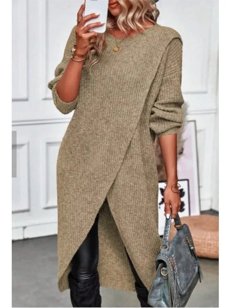 Emily Oversized Asymmetrical Long Sleeve Tunic Sweater