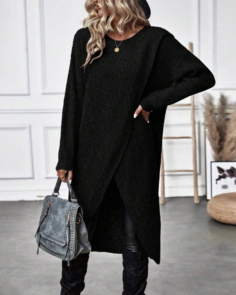Emily Oversized Asymmetrical Long Sleeve Tunic Sweater