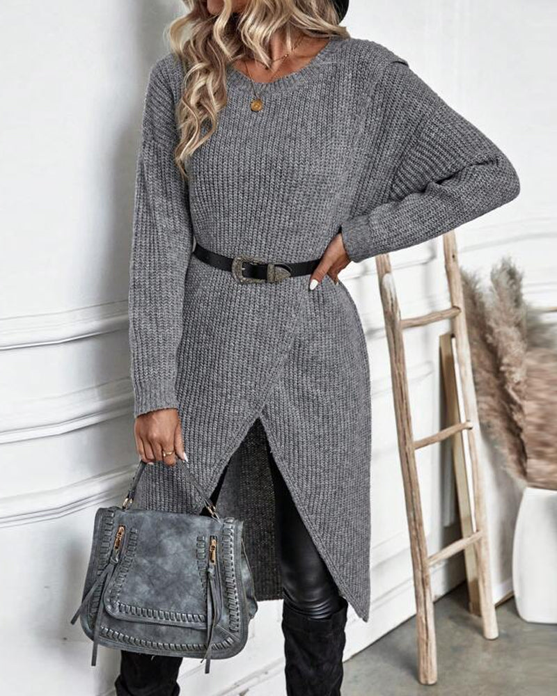 Emily Oversized Asymmetrical Long Sleeve Tunic Sweater