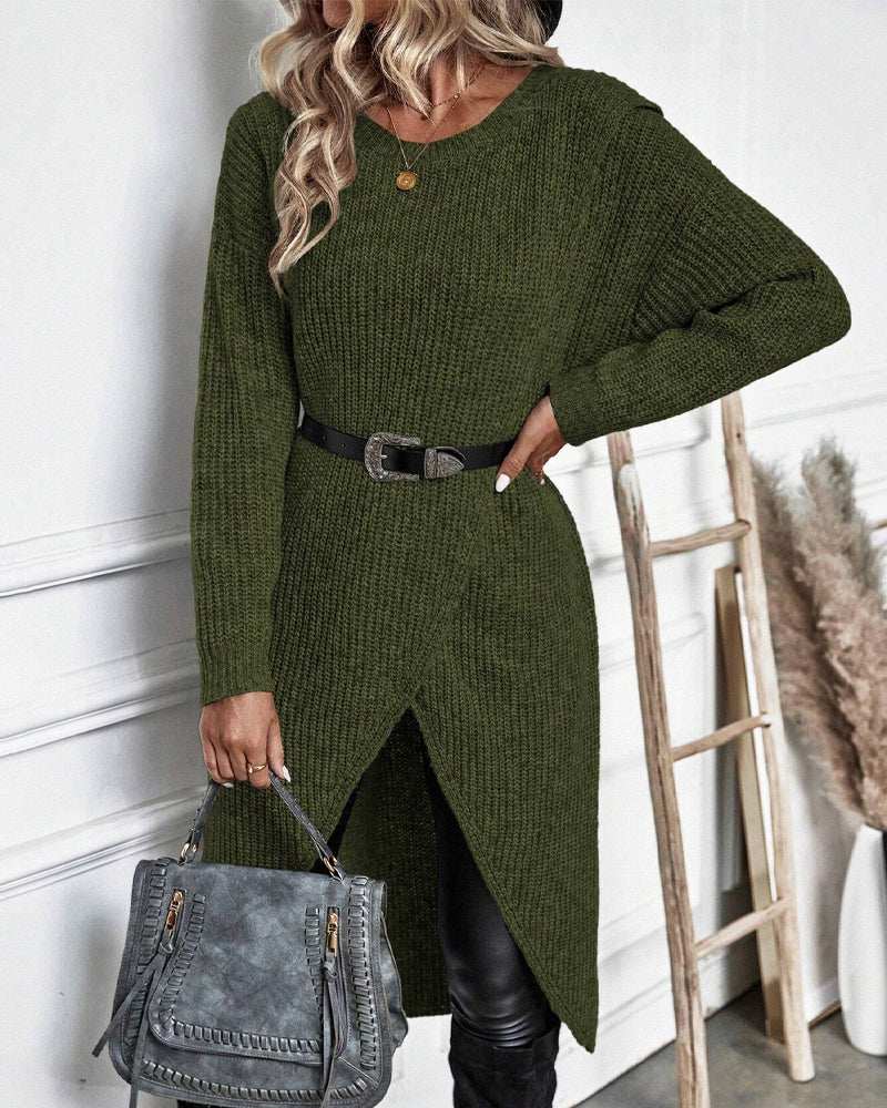Emily Oversized Asymmetrical Long Sleeve Tunic Sweater
