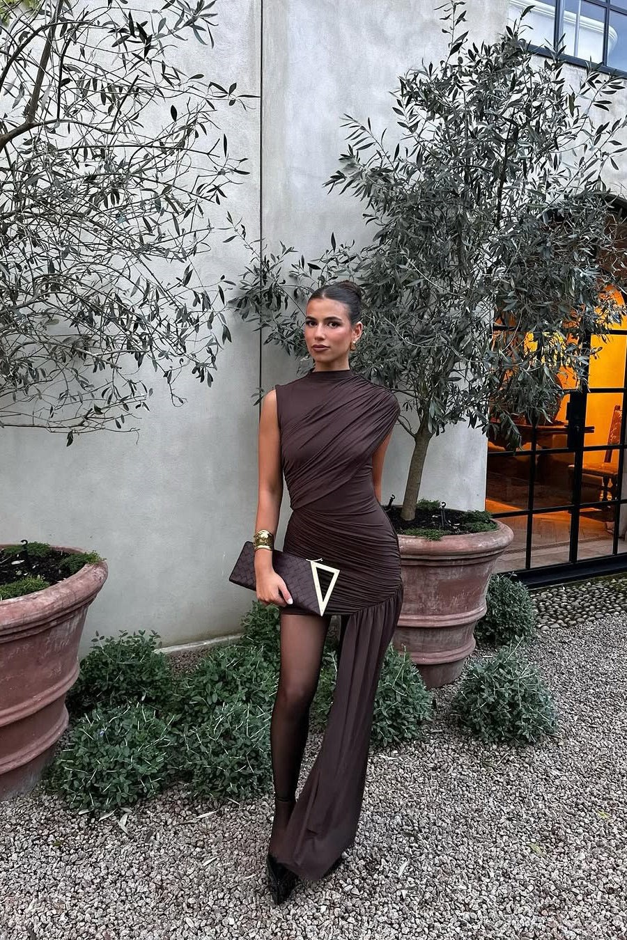 Gwen Asymmetric Ruched Wedding Guest Mini Dress