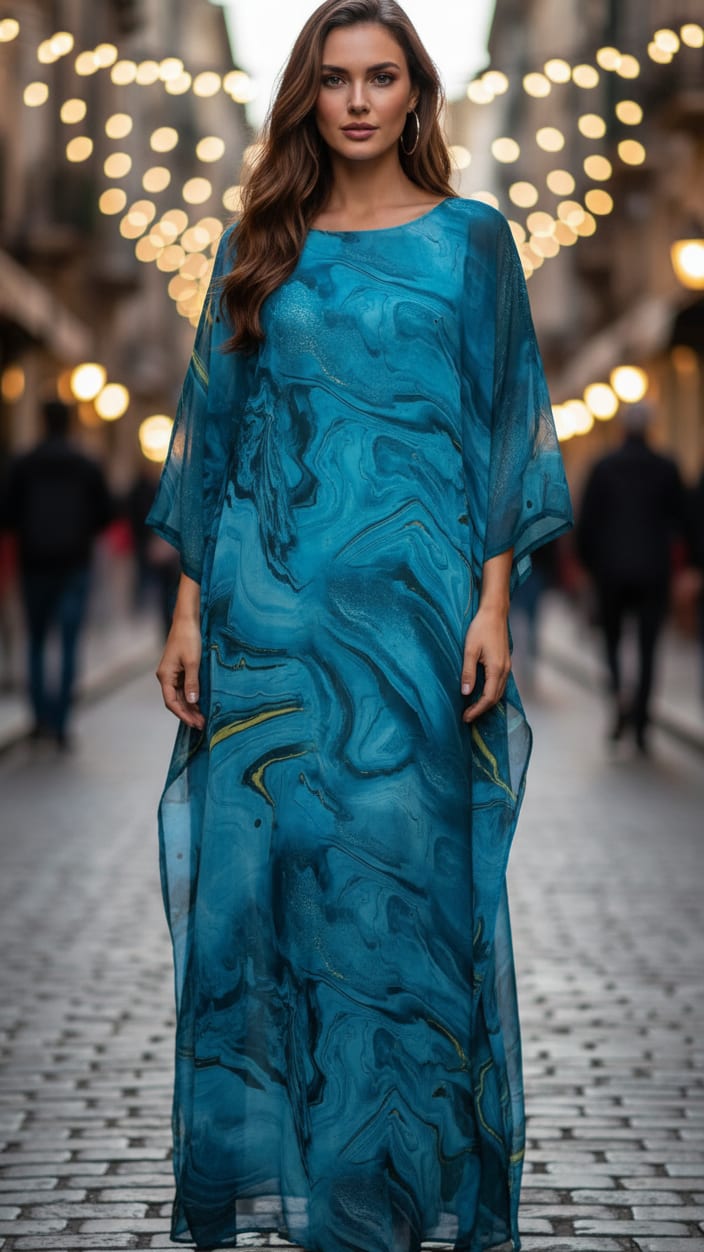 Cecelia Wedding Guest Batwing Sleeve Kaftan Maxi Dress