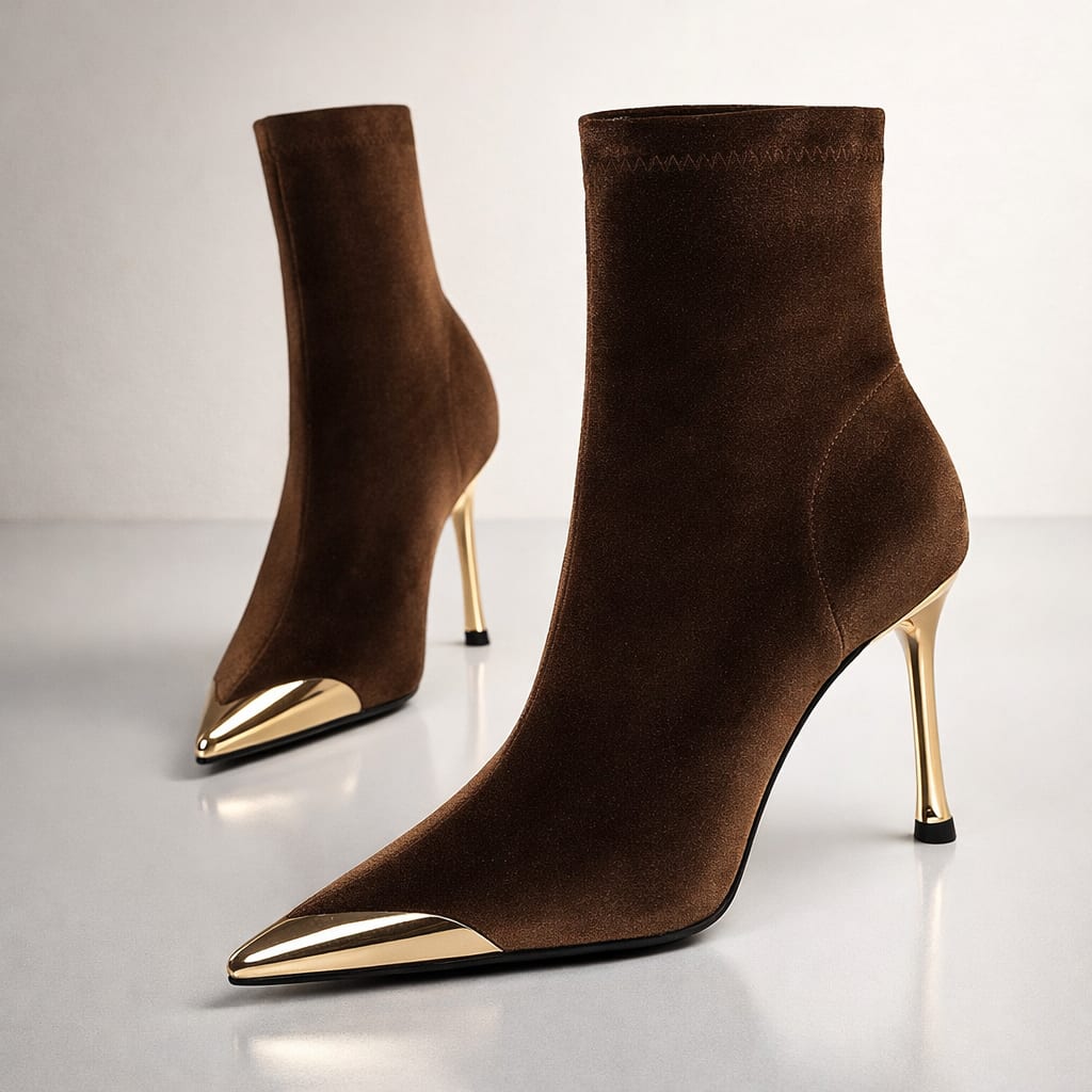 Runa Faux Suede Stretch Ankle Boots_1