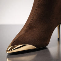 Runa Faux Suede Stretch Ankle Boots