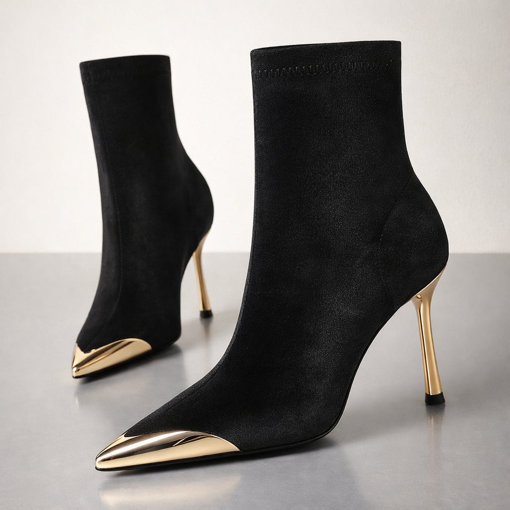 Runa Faux Suede Stretch Ankle Boots