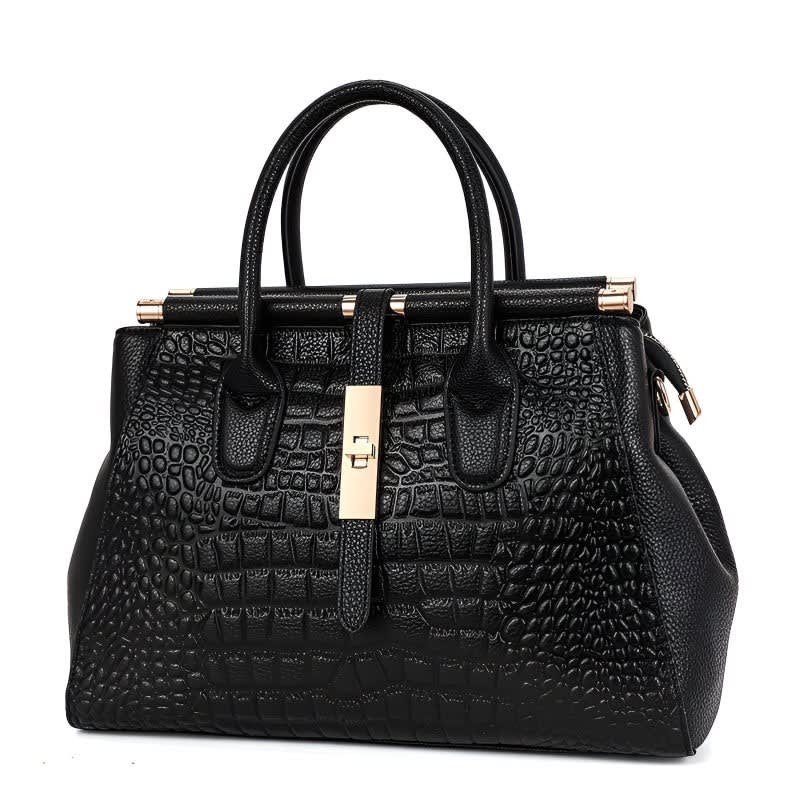 Bernadette Croc Embossed Leather Handbag_1
