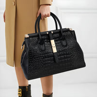 Bernadette Croc Embossed Leather Handbag