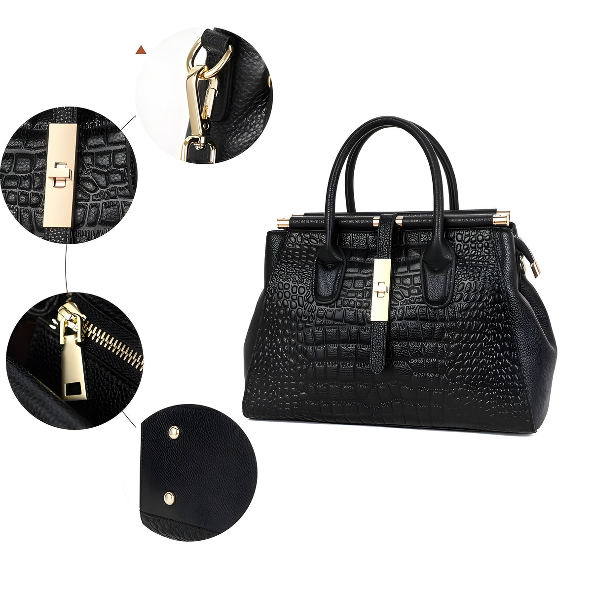 Bernadette Croc Embossed Leather Handbag