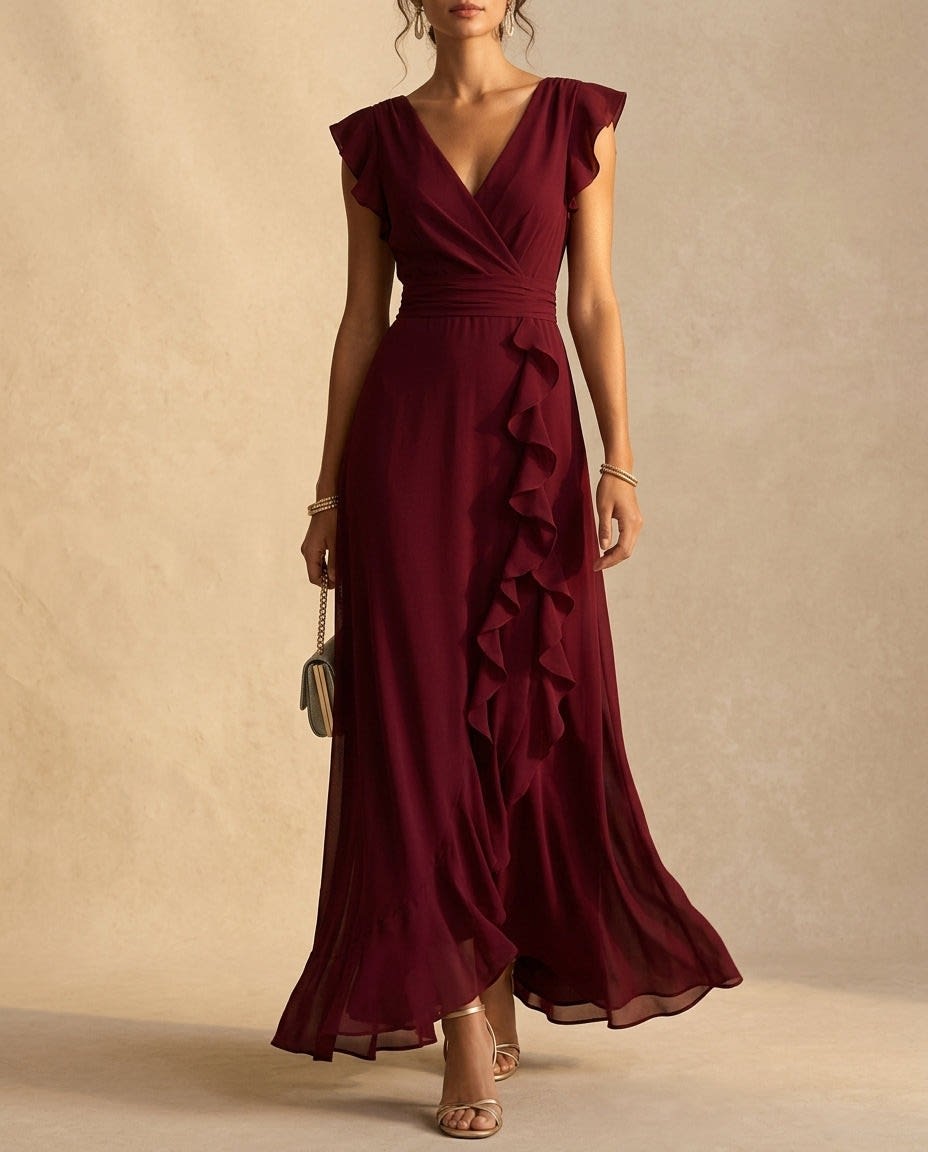 Carys Ruffle Wedding Guest Maxi Dress