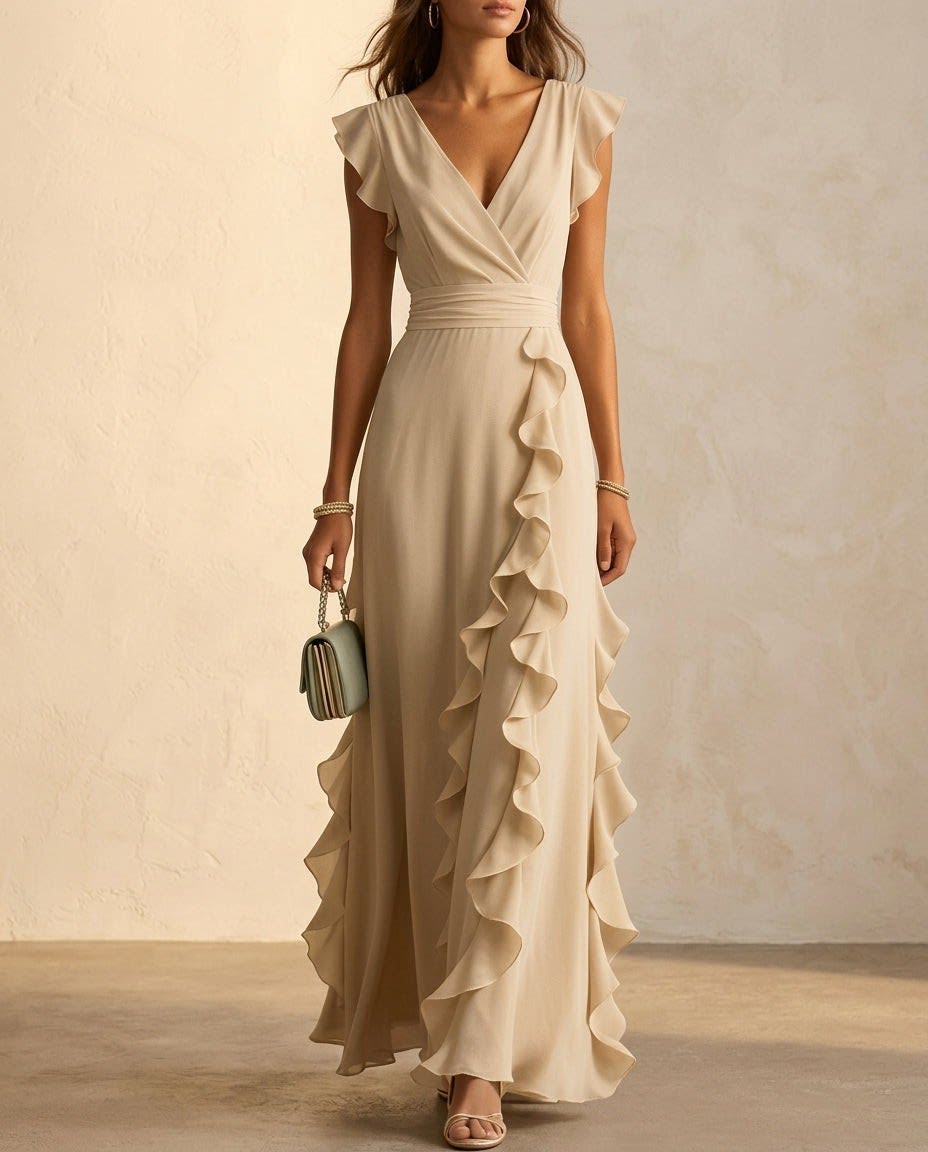 Carys Ruffle Wedding Guest Maxi Dress