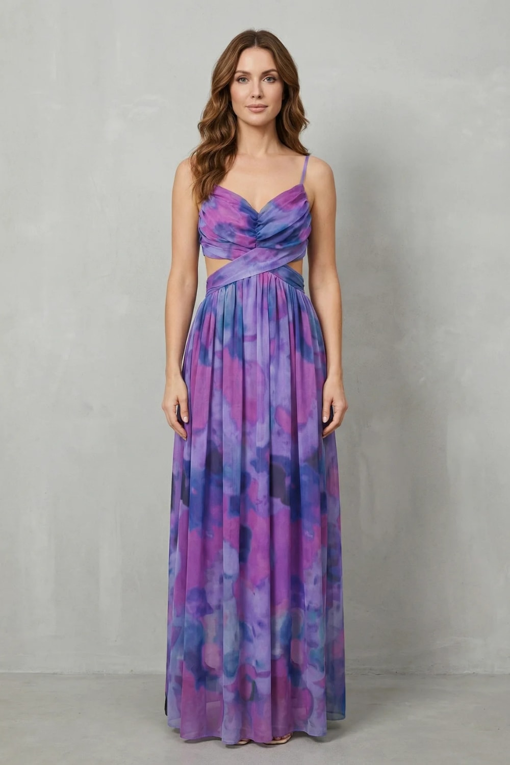 Koa Printed V Neck Maxi Dress_10