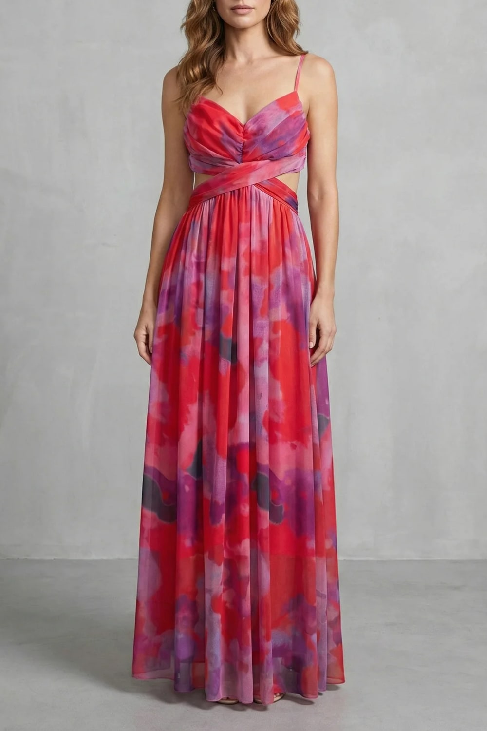 Koa Printed V Neck Maxi Dress_13