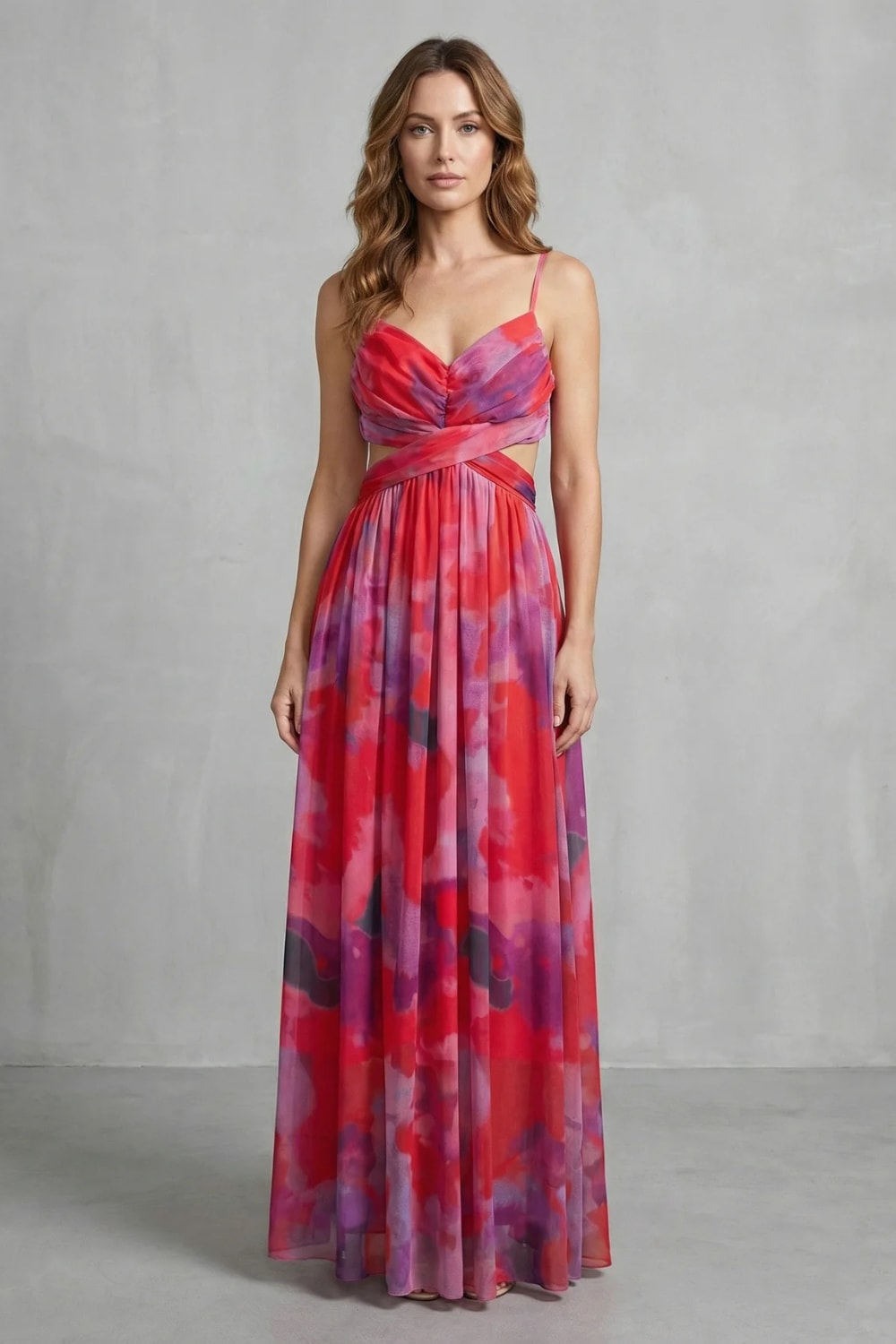 Koa Printed V Neck Maxi Dress