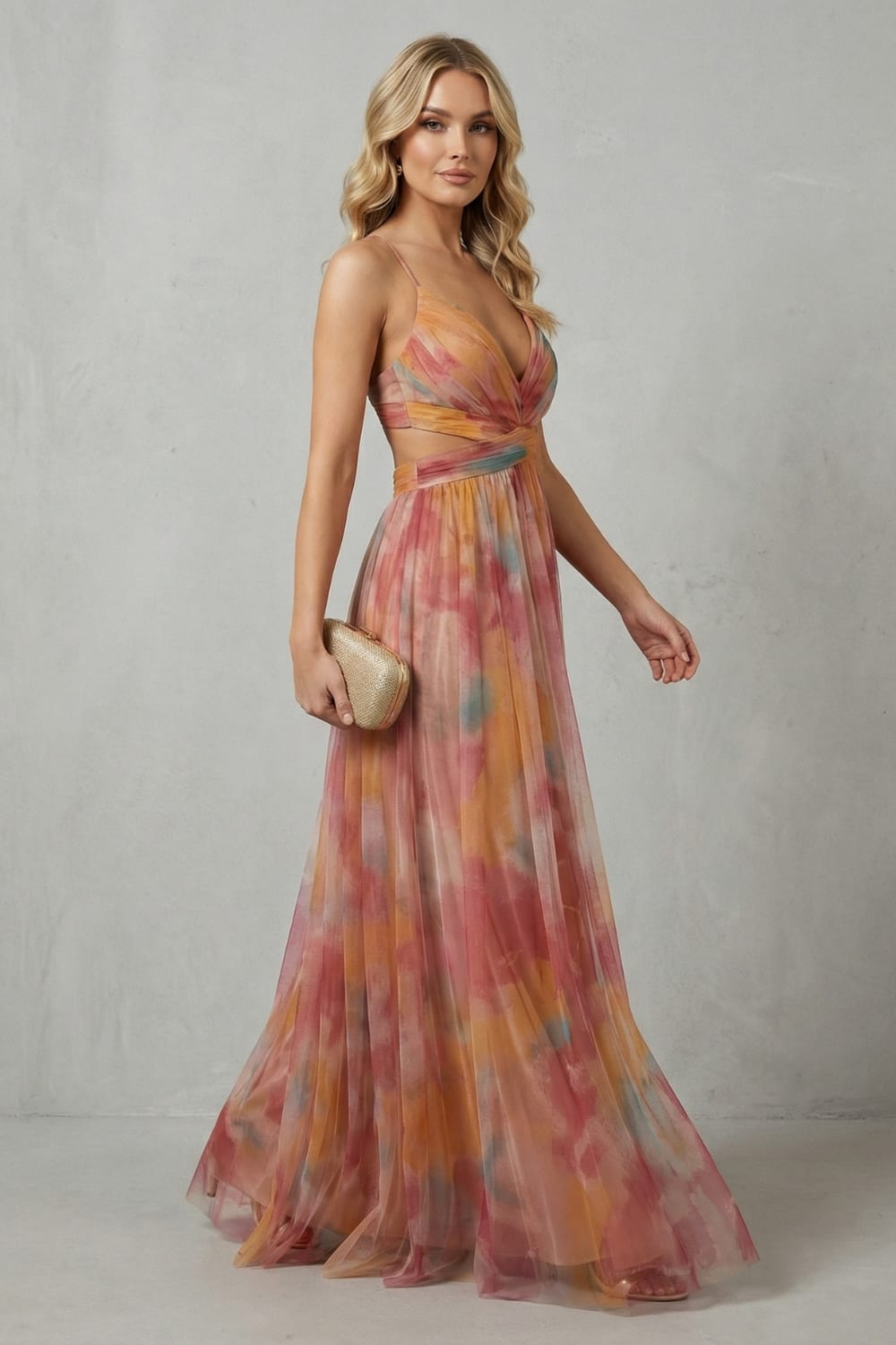 Koa Printed V Neck Maxi Dress_3
