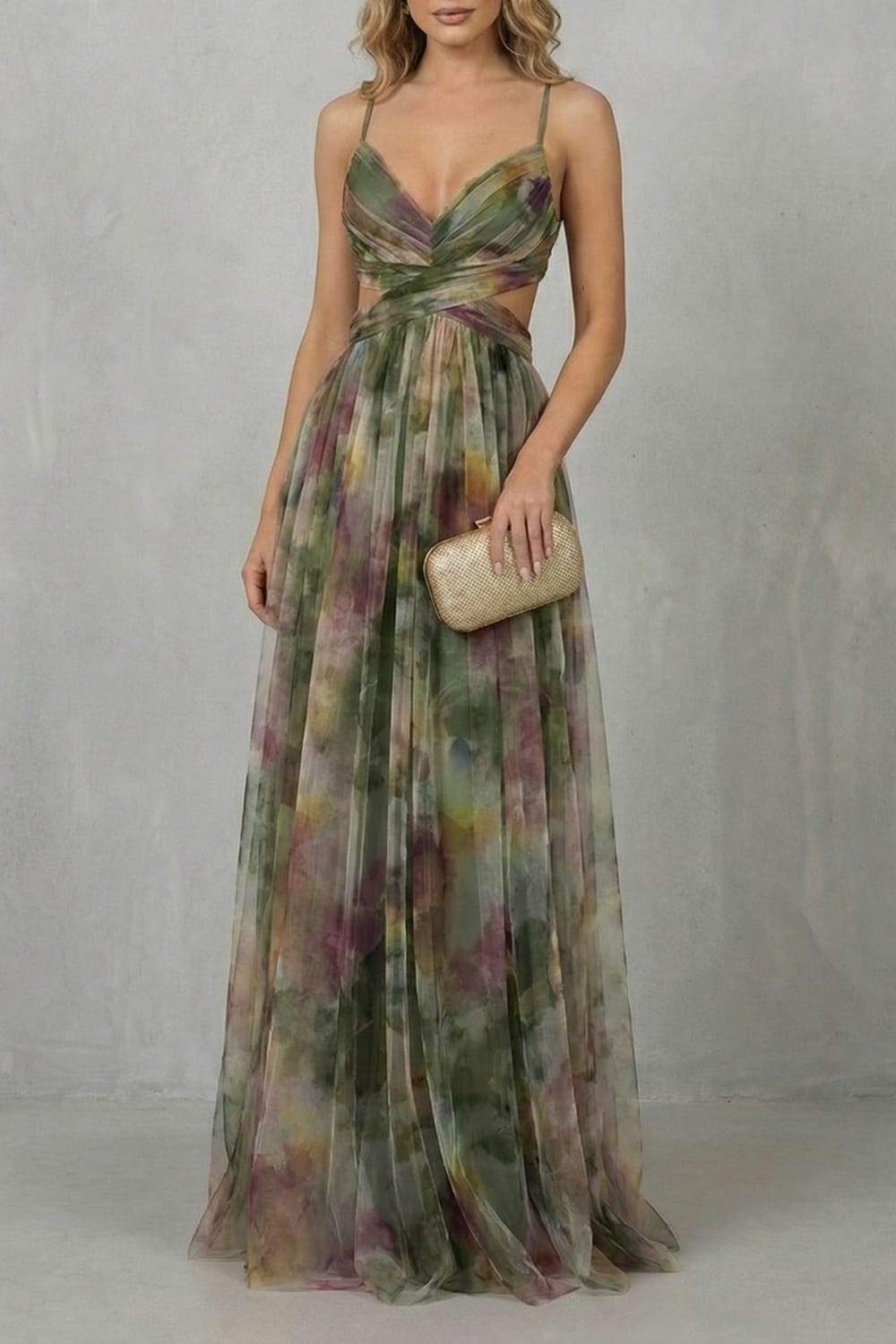 Koa Printed V Neck Maxi Dress_5
