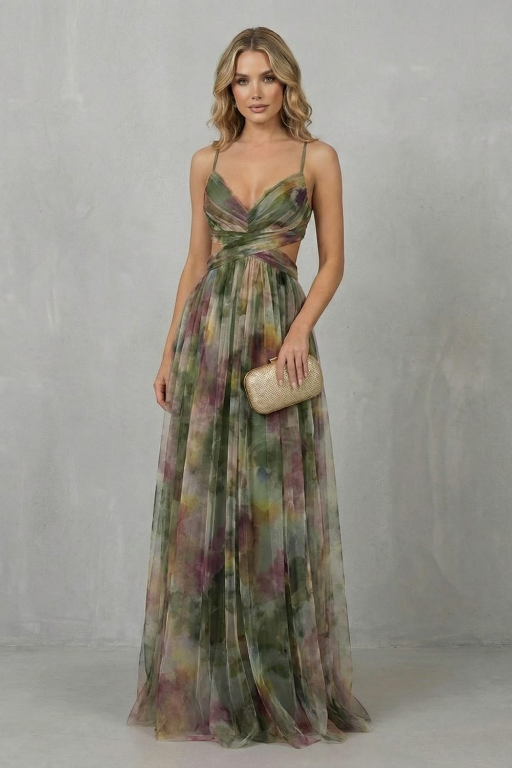 Koa Printed V Neck Maxi Dress