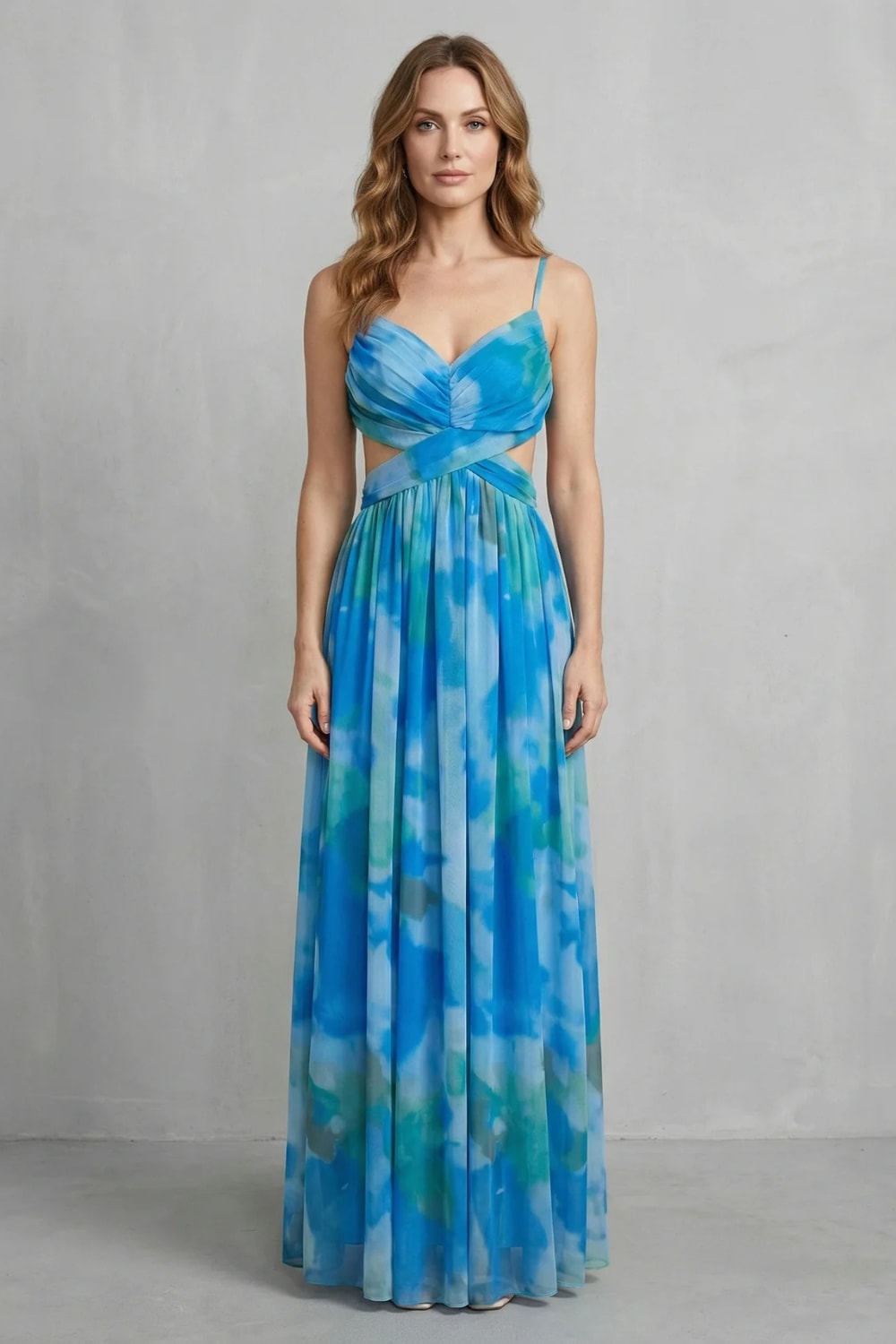 Koa Printed V Neck Maxi Dress
