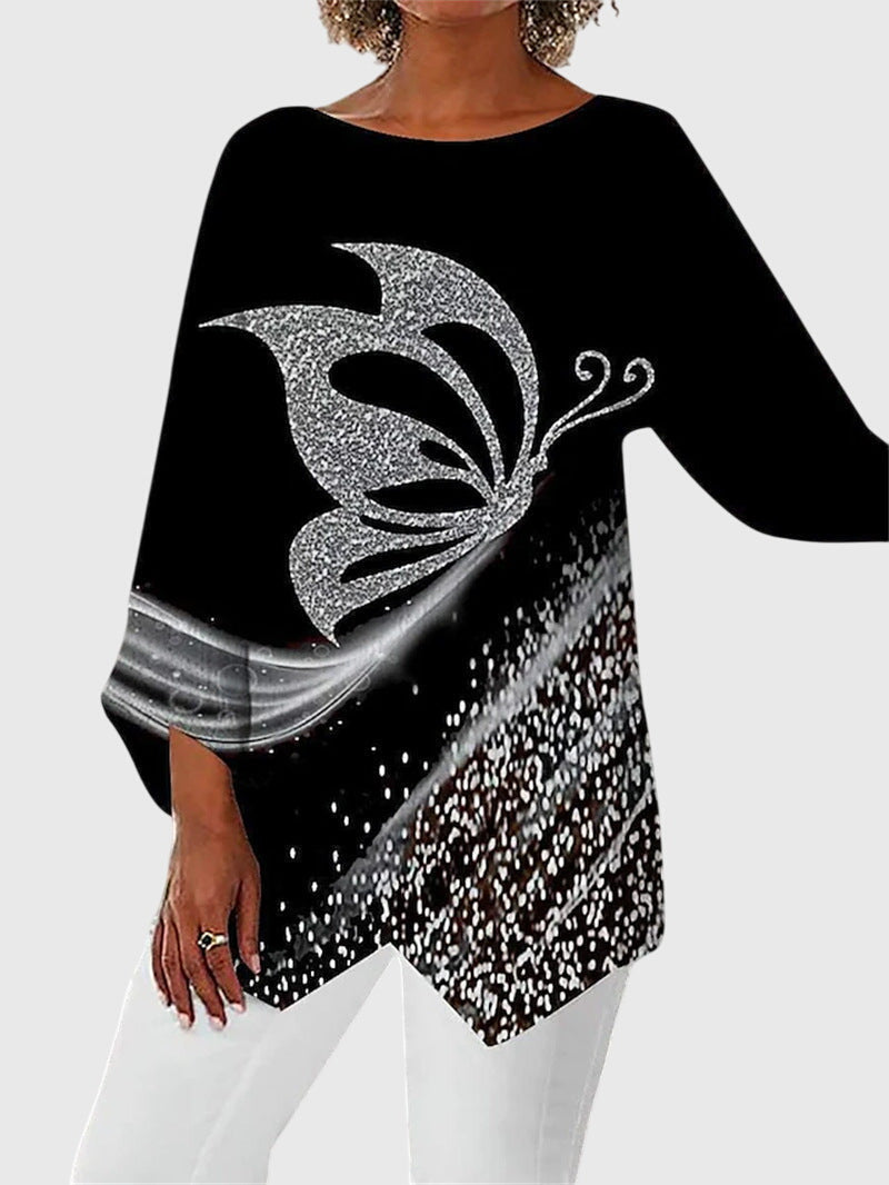 Elaina Printed Crew Neck Top