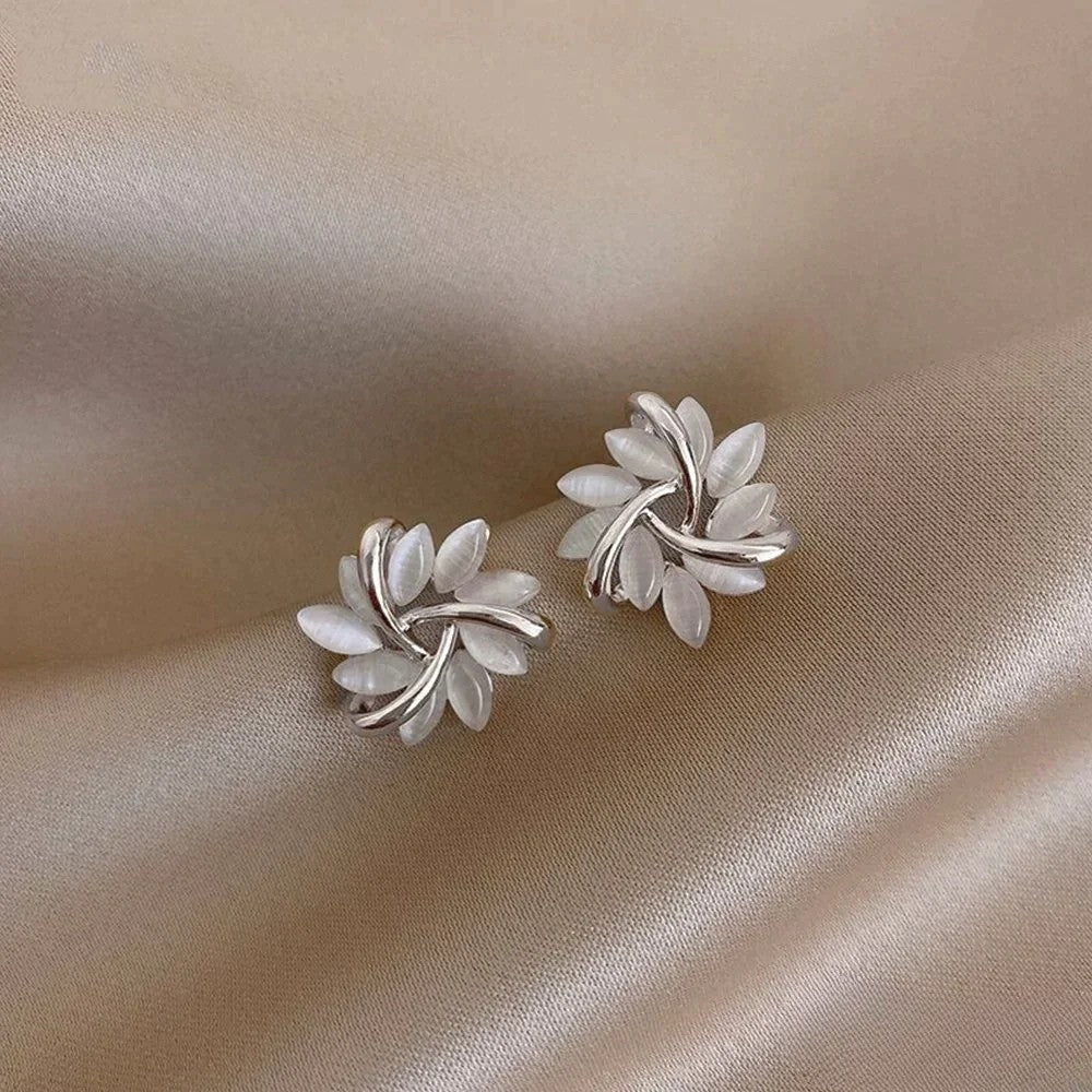 Ada Opal Flower Drop Earrings Gold and Silver