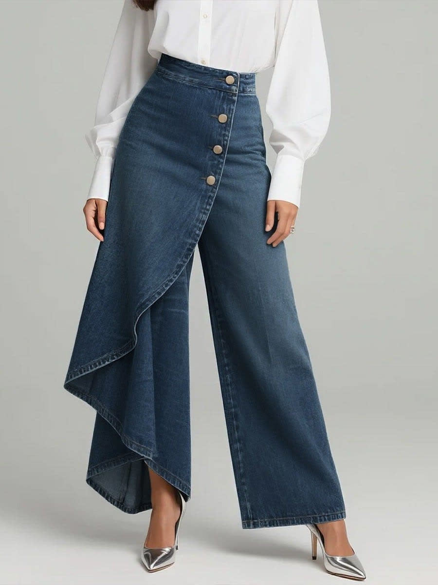 Jessie Wrap Front Wide Leg Jeans