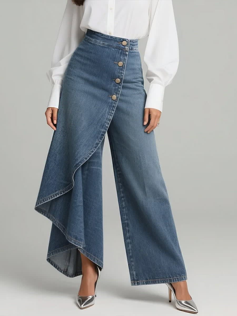 Jessie Wrap Front Wide Leg Jeans