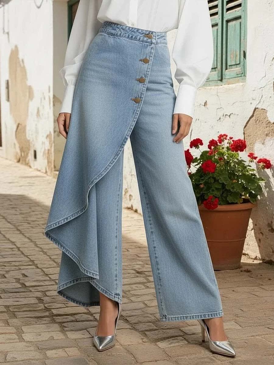 Jessie Wrap Front Wide Leg Jeans