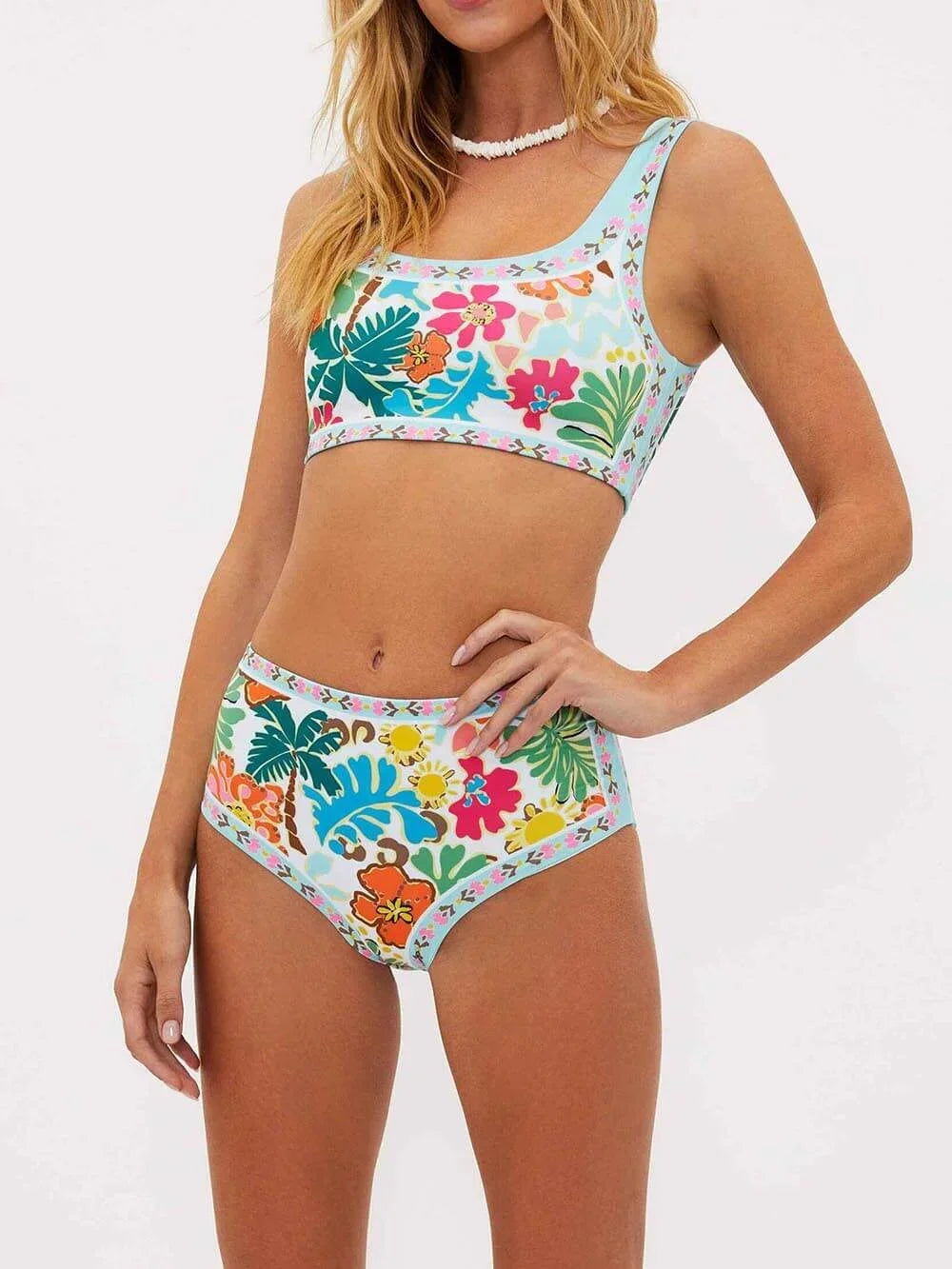 Magnolia Floral High Waisted Bikini