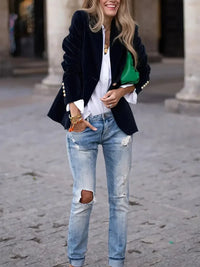 Alma Fitted Velvet Blazer