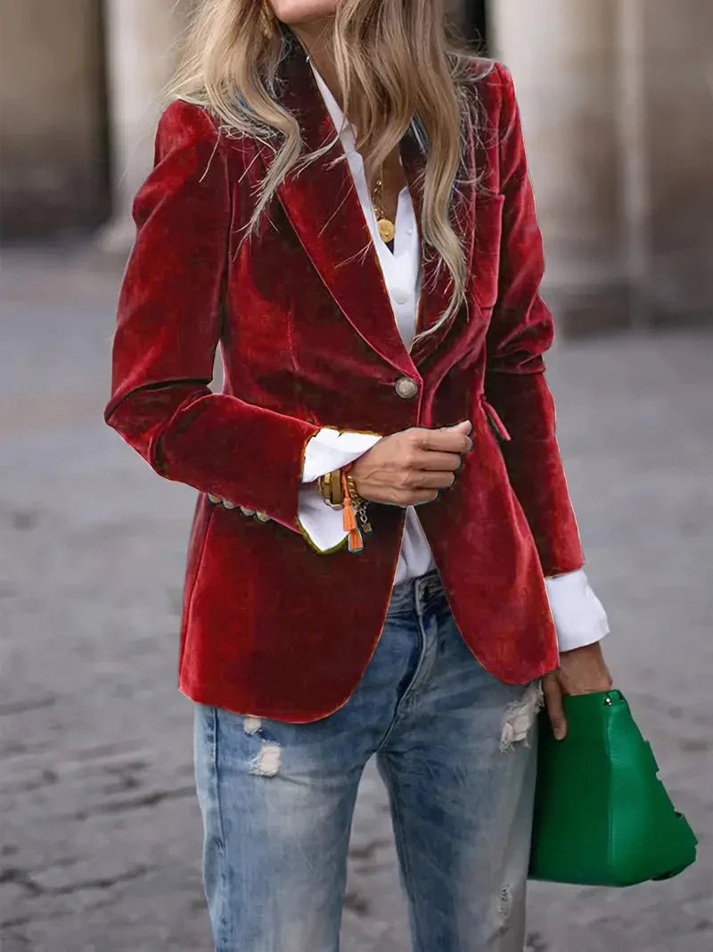 Alma Fitted Velvet Blazer