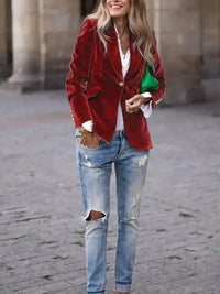 Alma Fitted Velvet Blazer