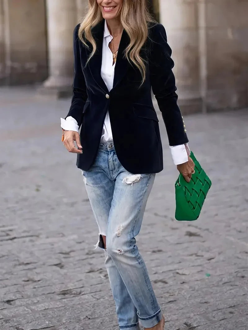 Alma Fitted Velvet Blazer_5