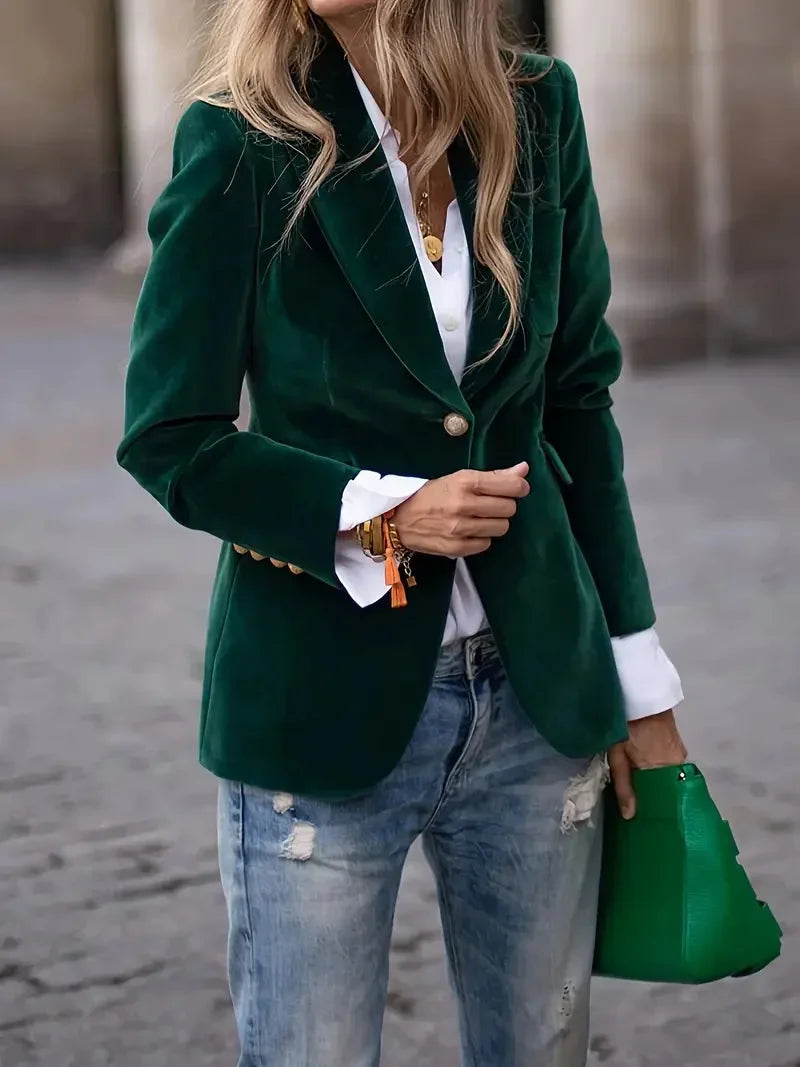 Alma Fitted Velvet Blazer