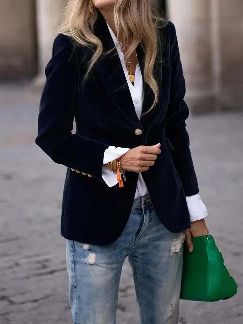 Alma Fitted Velvet Blazer