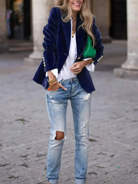 Alma Fitted Velvet Blazer