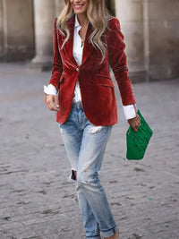 Alma Fitted Velvet Blazer
