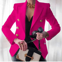 Blanche Gold Button Double-Breasted Blazer
