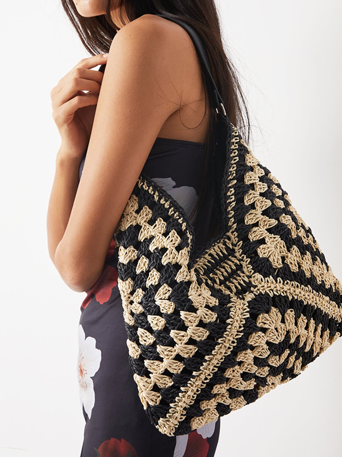 Rosa Crochet Woven Shoulder Bag_2