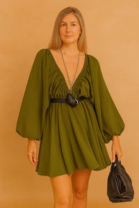 Isadora Pemberton Puff Sleeve V-Neck Flowy Summer Dress