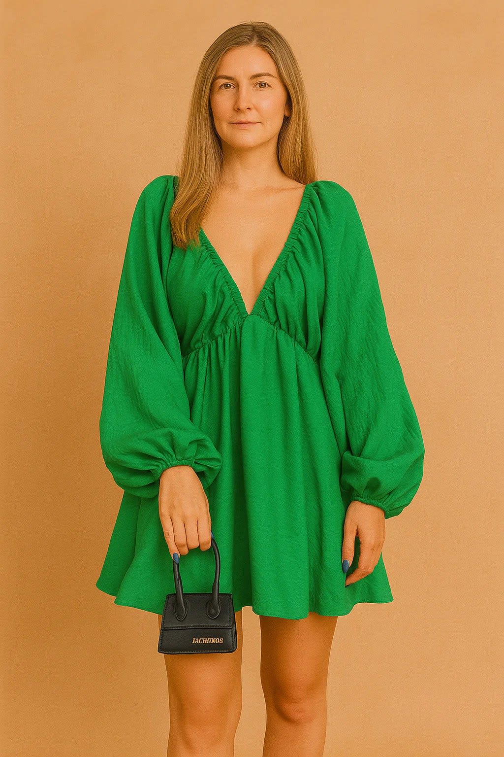 Isadora Pemberton Puff Sleeve V-Neck Flowy Summer Dress