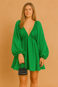 Isadora Pemberton Puff Sleeve V-Neck Flowy Summer Dress