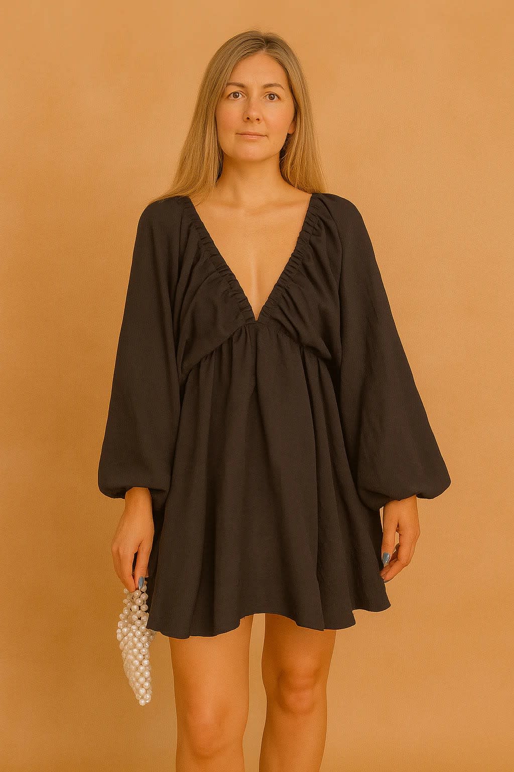 Isadora Pemberton Puff Sleeve V-Neck Flowy Summer Dress_8