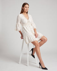 Fionnuala Lace V Neck Holiday Mini Dress