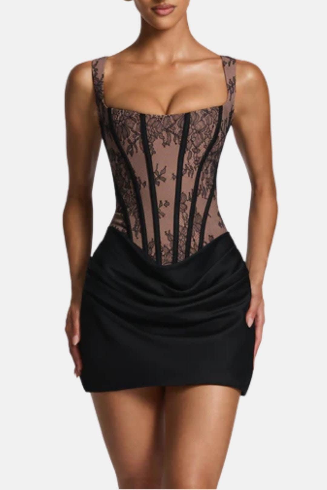 Antoinette Corset Draped Party Mini Dress