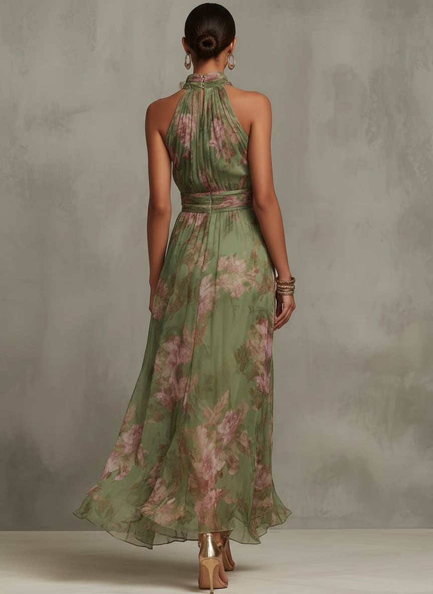 Primrose Floral Halter Maxi Dress