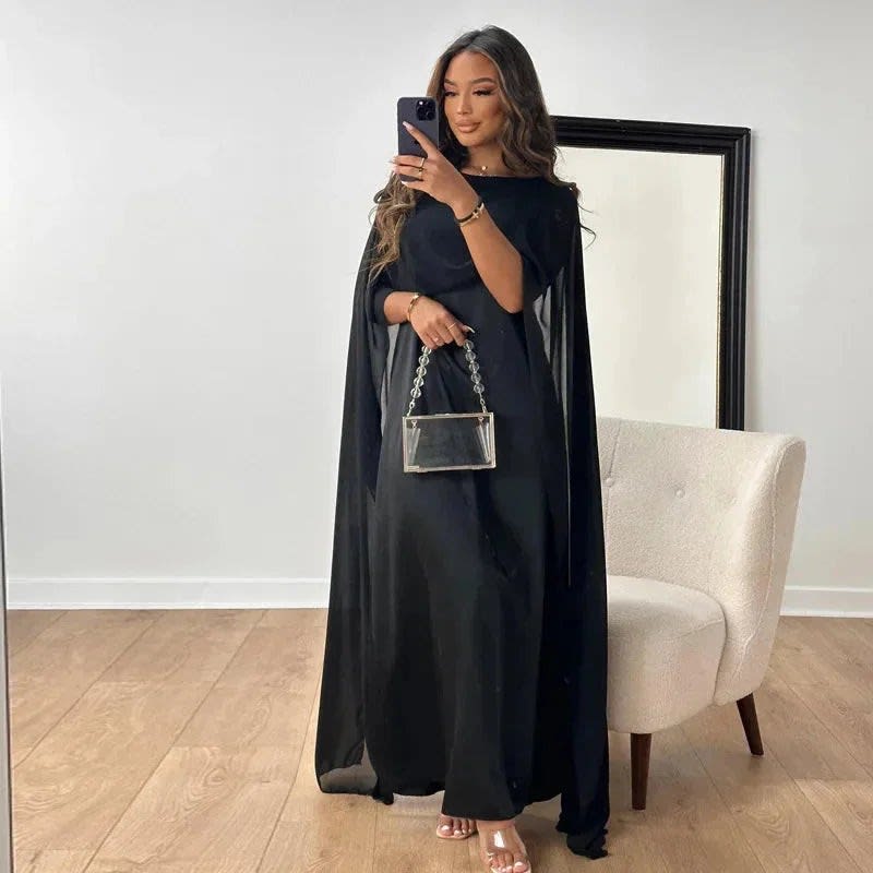 Helena Wedding Guest Maxi Dress with Cape