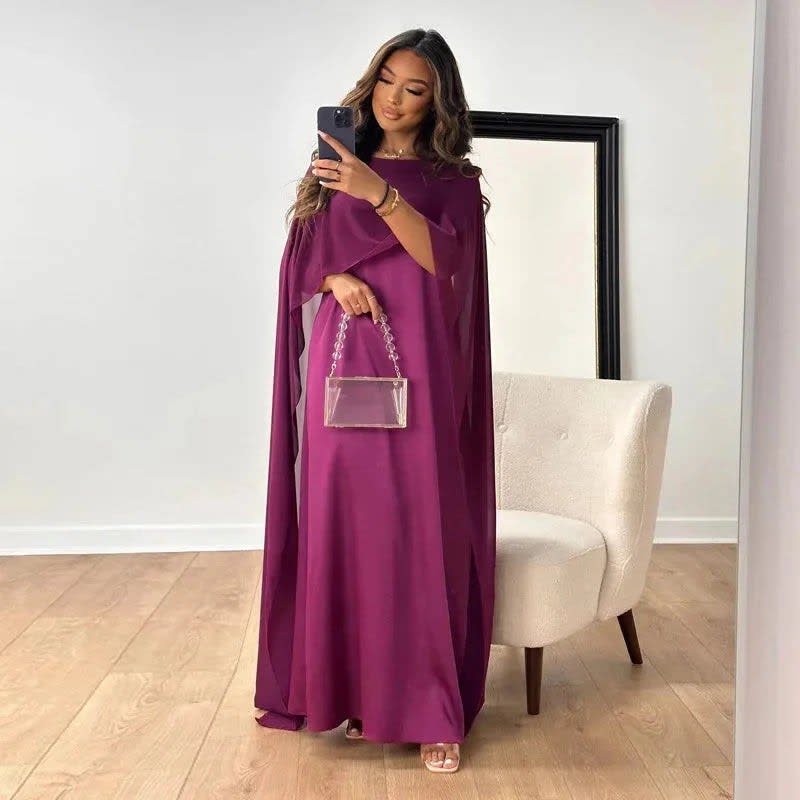 Helena Wedding Guest Maxi Dress with Cape